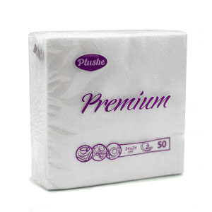 Салфетки бумажные Plushe Premium 24*24 см 2 слоя 50 листов