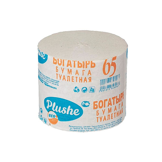 Бумага туалетная Plushe Eco без втулки 150 г 1 слой 65 м серая