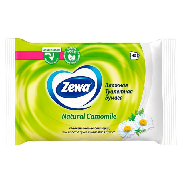 Бумага туалетная Zewa Natural Camomile влажная 40 шт