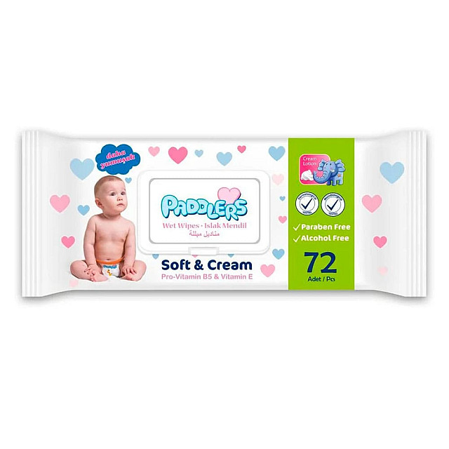 Салфетки влажные Paddlers Soft and Cream для детей 72 шт