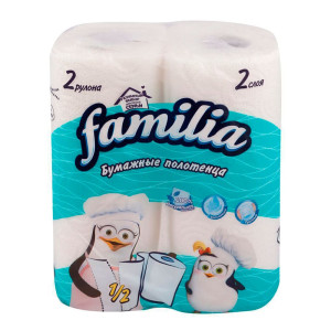Полотенца бумажные Familia двухслойные белые 2 шт