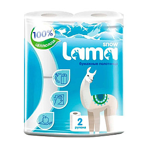 Полотенца бумажные Snow Lama белые 2 слоя 2 рулона