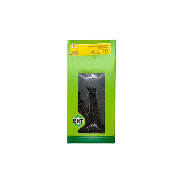 Саморез по гипсокартону 4.2*70 мм ЕКТ BW000041 крупный шаг в коробке с окном 250 шт