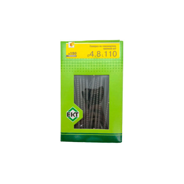 Саморез по гипсокартону 4.8*110 мм ЕКТ BW000045 крупный шаг в коробке с окном 150 шт