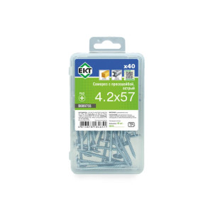 Саморез с прессшайбой 4.2*57 мм ЕКТ B009755 острый цинк 40 шт
