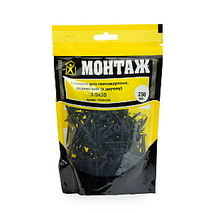 Саморез по гипсокартону 3.5*35 мм Монтаж MD001005 редкий шаг фосфат 250 шт