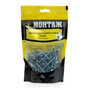 Саморез с прессшайбой 4.2*51 мм Монтаж MD001053 острый цинк 90 шт