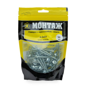 Саморез с прессшайбой 4.2*51 мм Монтаж MD001061 сверло цинк 90 шт
