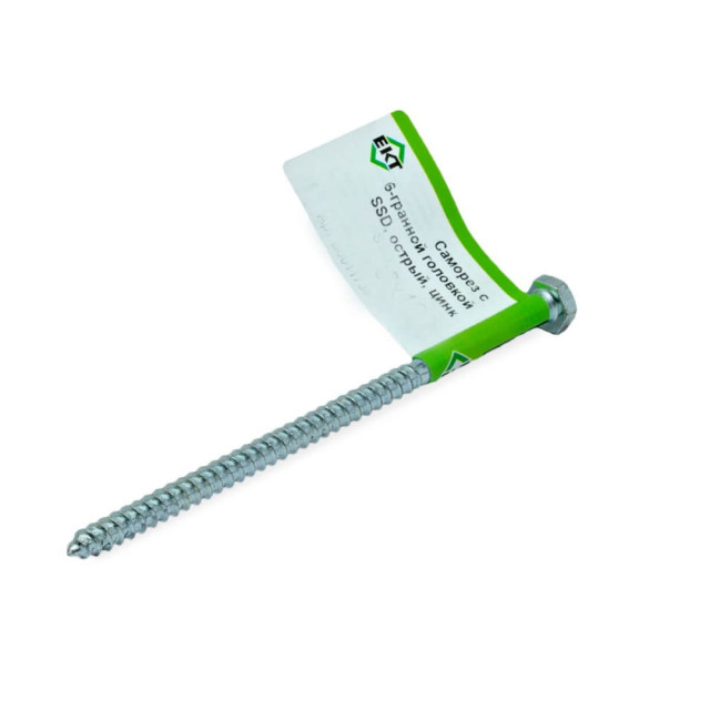 Саморез 6.0*100 мм ЕКТ B0011737 с 6-гранной головкой острый цинк 1 шт