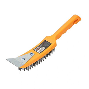 Щетка стальная Faster Tools FT301-15 с пластиковой ручкой и скребком 6-рядная