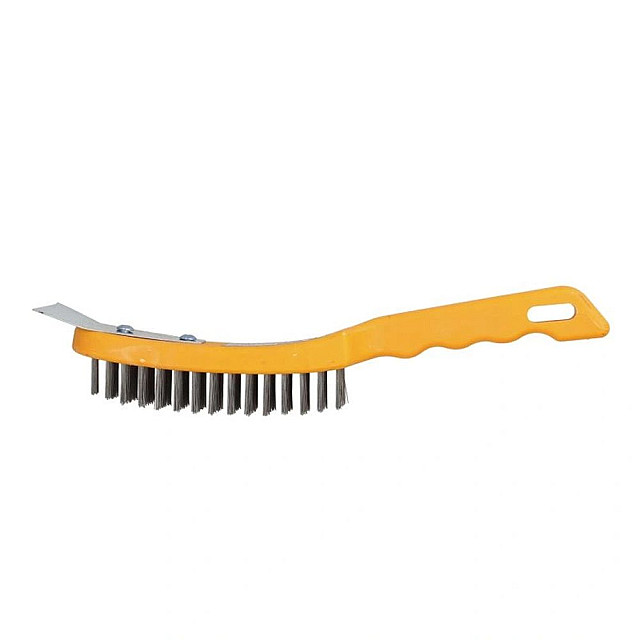 Щетка стальная Faster Tools FT301-15 с пластиковой ручкой и скребком 6-рядная