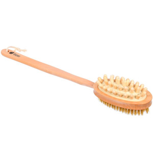 Щетка Банные штучки 40049 деревянная двусторонняя с импульсным массажером 42 см