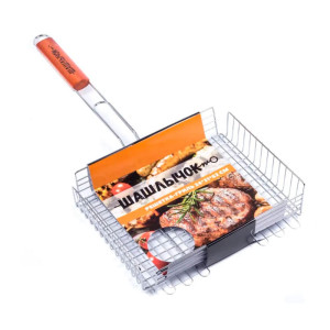 Решетка-гриль Шашлычок 2002 металлическая 24*31*62 см с бортом 6 см