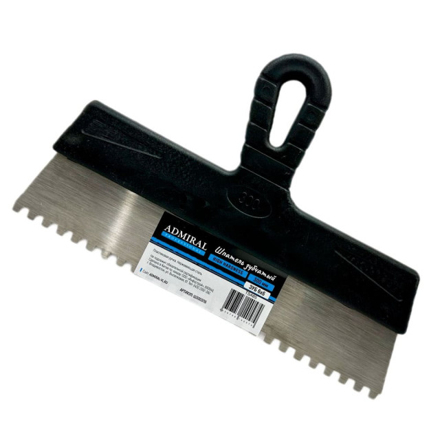 Шпатель фасадный Admiral Ш300ЗП6 зубчатый нержавеющий 300 мм зуб 6*6