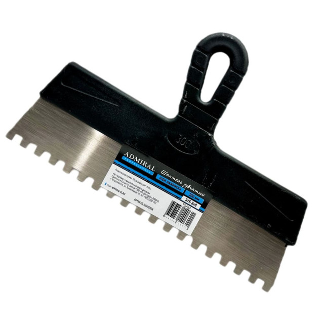 Шпатель фасадный Admiral Ш300ЗП8 зубчатый нержавеющий 300 мм зуб 8*8