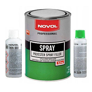 Шпатлёвка Novol Spray распыляемая и разбавитель Novol Thin 880 0.8/1.2 кг