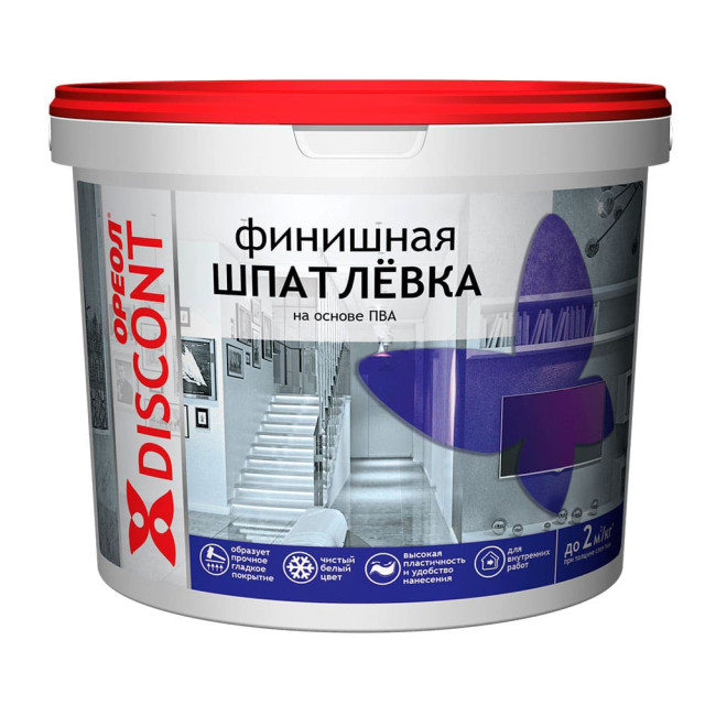 Шпатлевка финишная Ореол на основе ПВА для внутренних работ белая 3 кг