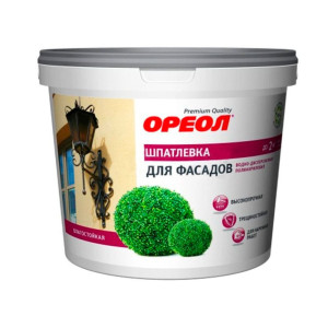 Шпатлевка для фасадов Ореол влагостойкая водно-дисперсионная полиакриловая для наружных работ 1.5 кг