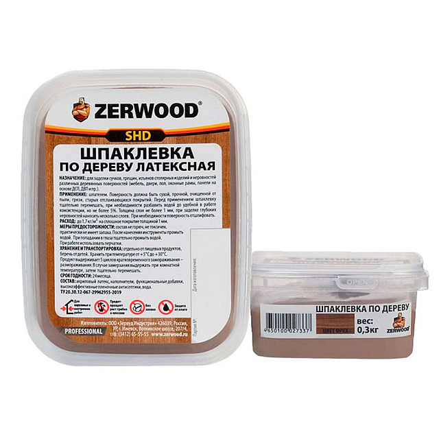 Шпатлевка Zerwood SHD по дереву латексная орех 0.3 кг