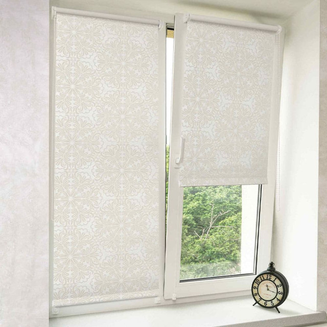 Штора рулонная Delfa Металлик принт СРШ-01М-7591 52(48)/170 см кремовый