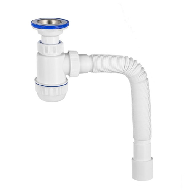 Сифон Vir-Plast 30980676 Мини элит с литым выпуском и гофротрубой 1 1/2