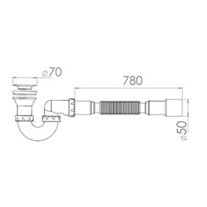 Сифон для душевого поддона AV Engineering  AVE129723 U-образный выпуск 70 мм