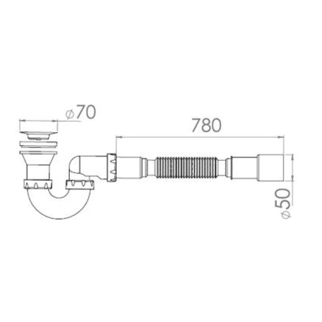 Сифон для душевого поддона AV Engineering  AVE129723 U-образный выпуск 70 мм