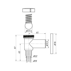 Минисифон ORIO AX-2232 для стиральной машины пластиковый хром