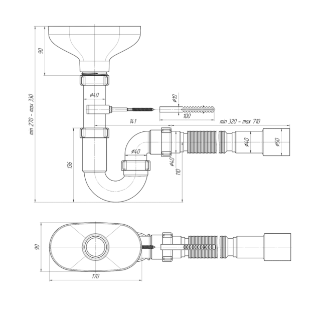 Сифон АНИ пласт DR0115 1 1/2