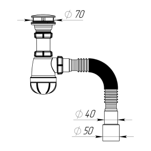 Сифон для кухни Aquant B0116-30-MR 1 1/2