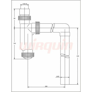 Сифон для писсуара Vir-Plast белый вход 38-44 мм с гофрой 40*40/50 L800