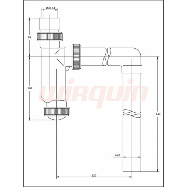 Сифон для писсуара Vir-Plast белый вход 38-44 мм с гофрой 40*40/50 L800