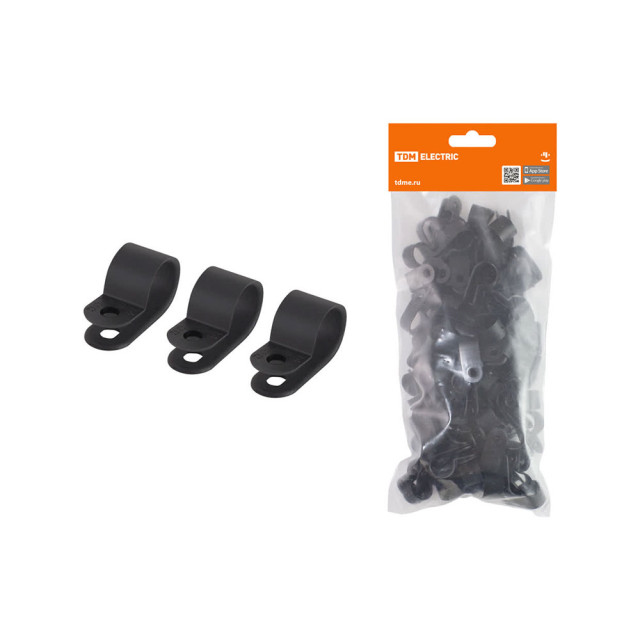 Скоба TDM Electric СКН-20 SQ0514-0216 нейлоновая крепежная черная 100 шт