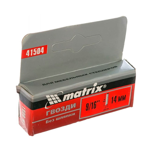 Гвозди Matrix 41504 тип 500 для мебельного степлера без шляпки 14 мм 1000 шт