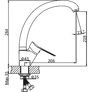 Смеситель для кухни AV Engineering LAW AVLAW4-A589-635 (Lt) D35