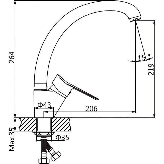 Смеситель для кухни AV Engineering LAW AVLAW4-A589-635 (Lt) D35