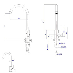 Смеситель для кухни AV Engineering AVZAR4-A304BK-732 SUS 304 D35 черный