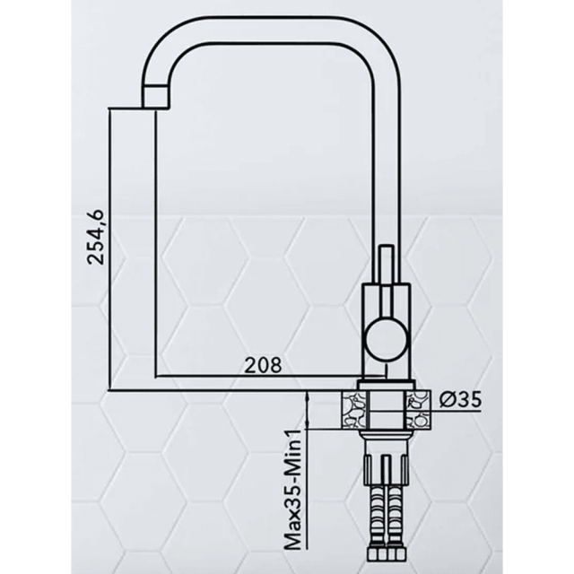 Смеситель для кухни AV Engineering AVZAR4-B304BK-737 SUS 304 D35 серия ZAR черный