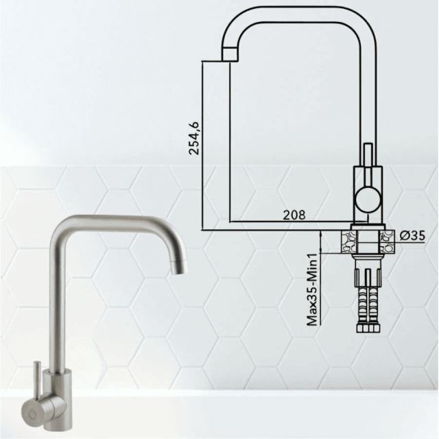 Смеситель для кухни AV Engineering AVZAR4-B304-006 SUS 304 серия ZAR  D35