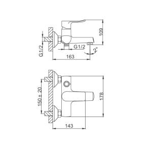 Смеситель для ванны Frud R32101 с коротким изливом
