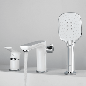 Смеситель для ванны Frap G1148 на 3 отверстия белый/хром врезной