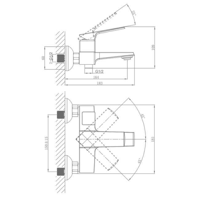 Смеситель для ванны A-five A5-1132 серия Lily D35 хром