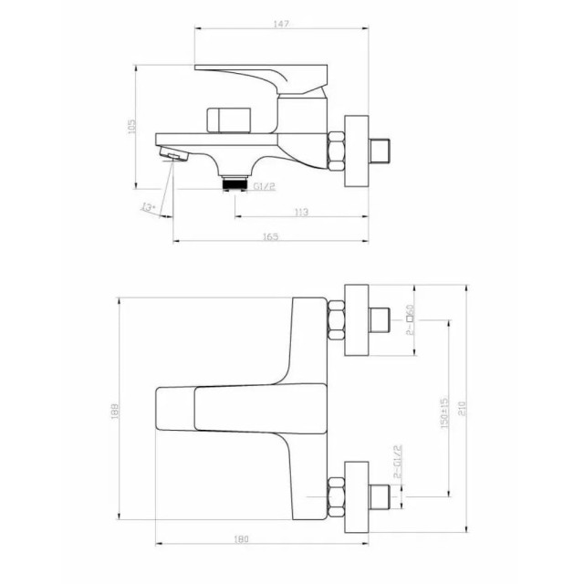 Смеситель для ванны AV Engineering AVDAR3-51003 серия DAR D35