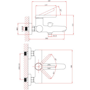 Смеситель для ванны A-five A5-0532 серия Lotus D35 хром