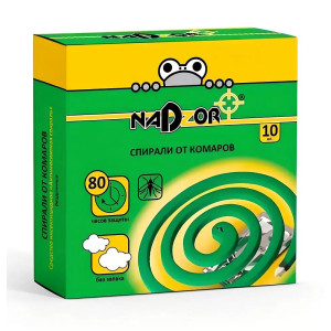 Спирали от комаров Nadzor ISM004C/60 малодымные без запаха зеленые 10 шт