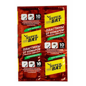 Пластины Super Bat от мух и комаров двойного действия красные