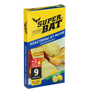 Пластины от моли Super Bat с запахом цитруса 9 пластин + 2 крючка