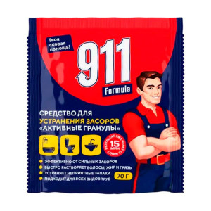 Средство для устранения засоров 911 Formula Активные гранулы саше 70 г
