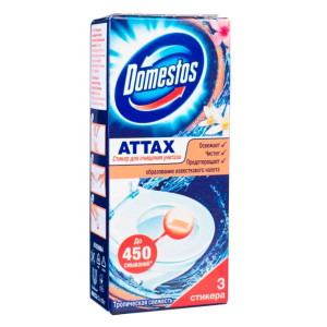 Стикер для очищения унитаза Domestos Тропическая свежесть 3*10 г