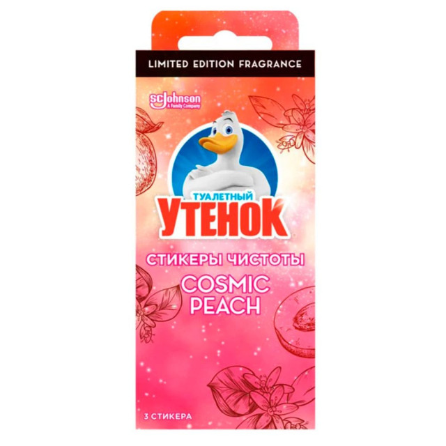 Средство для очистки унитаза Туалетный Утенок Стикер чистоты Cosmic Peach 3*10 г
